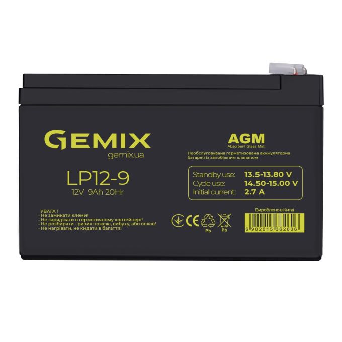 Батарея до ДБЖ Gemix LP  9Ah-12V AGM