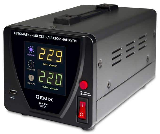Стабілізатор напруги Gemix SDR-500 Black