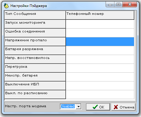 настройка отправки сообщений на пейджер в UPSMON Plus настройка отправки сообщений на пейджер в UPSMON Plus